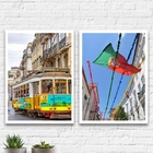 Kit 2 Quadros Fotografias Portugal 45x34cm - Com Vidro Moldur