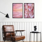 Kit 2 Quadros Fotografias Praia Rosa 33x24cm - Com Vidro Mold