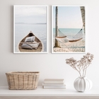 Kit 2 Quadros Fotografias Praia Soft Serenidade 45x34cm Moldu