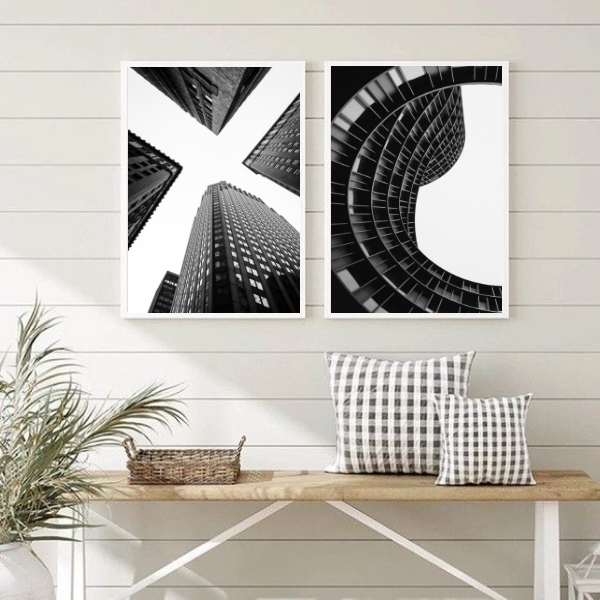 Kit 2 Quadros Fotografias Prédios Arquitetura 33x24cm Moldura