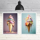 Kit 2 Quadros Fotografias Sorvetes Coloridos 24x18cm Moldura