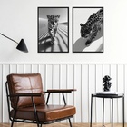 Kit 2 Quadros Fotos Leopardos Preto E Branco 24x18cm - Com Vi