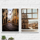 Kit 2 Quadros Fotos Portugal 24x18cm - Com Vidro Moldura:made