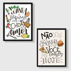 Kit 2 Quadros Frases Cozinha Humor 24x18cm Moldura:madeira Pr
