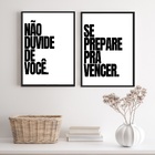 Kit 2 Quadros Frases Motivacionais - Vencer 45x34cm Moldura B