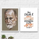 Kit 2 Quadros Freud Escutar É Uma Arte 33x24cm - Com Vidro Mo