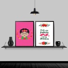 Kit 2 Quadros Frida Não Te Demores 45x34cm Moldura:madeira Pr