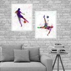 Kit 2 Quadros Futebol - Aquarela 24x18cm Moldura:madeira Bran