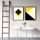 Kit 2 Quadros Geométricos Amarelo E Preto 33x24cm Moldura:mad