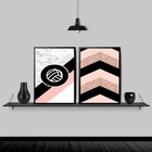 Kit 2 Quadros Geométricos Bola De Volley 24x18cm Moldura:made