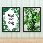Kit 2 Quadros Good Vibes Only 24x18cm - Com Vidro Moldura:mad