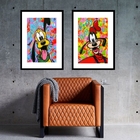 Kit 2 Quadros Grafite Pluto Pateta - 60x48cm Moldura:madeira