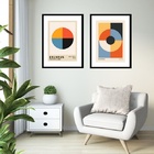 Kit 2 Quadros Grandes Bauhaus Círculos - 60x48cm Moldura:made