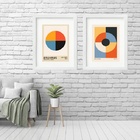 Kit 2 Quadros Grandes Bauhaus Círculos - 60x48cm Moldura:made