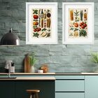 Kit 2 Quadros Grandes Cozinha Italiana- 60x48cm Moldura Preta