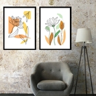 Kit 2 Quadros Grandes Flores Coloridas - 60x48cm Moldura:made