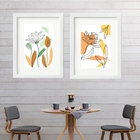 Kit 2 Quadros Grandes Flores Coloridas - 60x48cm Moldura:made