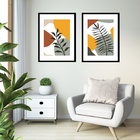 Kit 2 Quadros Grandes Folhas Abstratas - 60x48cm Moldura:made