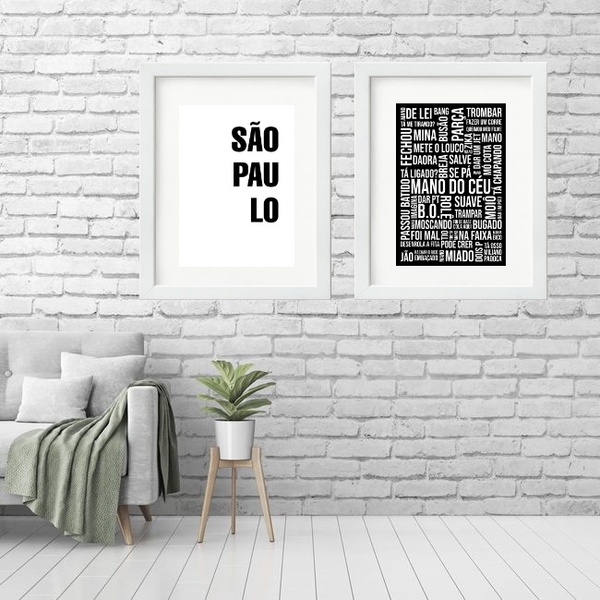 Kit 2 Quadros Grandes Gírias De São Paulo - 60x48cm Moldura:m