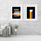 Kit 2 Quadros Grandes Lgbt Vírus Amor - 60x48cm Moldura:madei