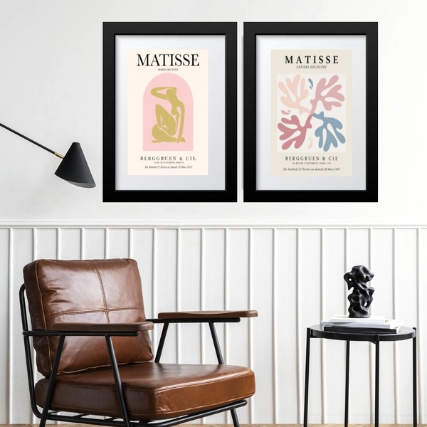 Kit 2 Quadros Grandes Matisse Soft - 60x48cm Moldura:madeira