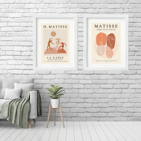 Kit 2 Quadros Grandes Matisse Terracota - 60x48cm Moldura:mad