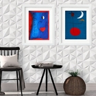 Kit 2 Quadros Grandes Miró - 60x48cm Moldura:madeira Preta