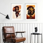 Kit 2 Quadros Grandes Mulher África - 60x48cm Moldura:madeira