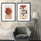 Kit 2 Quadros Grandes Sol Boho - 60x48cm Moldura:madeira Preta