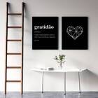 Kit 2 Quadros Gratidão Coração Preto 45x34cm Moldura:madeira