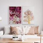 Kit 2 Quadros Gratidão Flores E Árvore 33x24cm Moldura:madeir