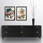 Kit 2 Quadros Gravuras Arte Tropical 45x34cm Moldura Preta
