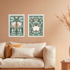 Kit 2 Quadros Gravuras Boho - Borboletas 33x24cm Moldura Bran