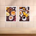 Kit 2 Quadros Gravuras Café Da Manhã 45x34cm - Com Vidro Mold