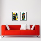 Kit 2 Quadros Gravuras Coloridas Bauhaus 33x24cm - Com Vidro