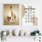 Kit 2 Quadros Guia Da Lavandería - Girafa 24x18cm - Com Vidro