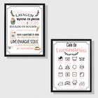 Kit 2 Quadros Guia Da Lavanderia Rosa 24x18cm Moldura:madeira