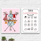 Kit 2 Quadros Guia Da Lavanderia Vintage 24x18cm - Com Vidro