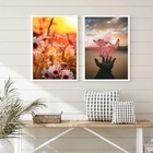 Kit 2 Quadros Ho´ Oponopono Mágico- Flores Borboletas 33x24cm