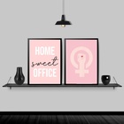 Kit 2 Quadros Home Office Feminino 24x18cm - Com Vidro Moldur