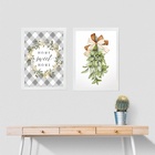 Kit 2 Quadros Home Sweet Home - Plantinha 24x18cm - Com Vidro