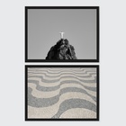 Kit 2 Quadros Horizontais Rio De Janeiro 33x24cm - Com Vidro