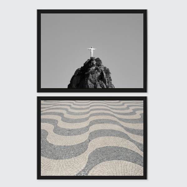 Kit 2 Quadros Horizontais Rio De Janeiro 33x24cm - Com Vidro