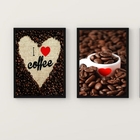 Kit 2 Quadros I Love Coffee Fotografia Grãos 24x18cm - Com Vi