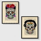 Kit 2 Quadros Identificadores De Banheiro 45x34cm Moldura:mad