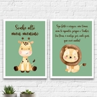 Kit 2 Quadros Infantil Tema Safari Sonhe Alto 45x34cm Moldura