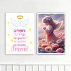 Kit 2 Quadros Infantis Anjinha - Santo Anjo 24x18cm Moldura P