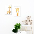 Kit 2 Quadros Infantis Aquarela Girafinha 24x18cm Moldura:mad