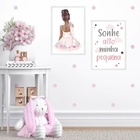 Kit 2 Quadros Infantis Bailarina Morena 45x34cm - Com Vidro M