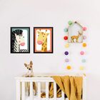 Kit 2 Quadros Infantis Bichos Do Safari 45x34cm - Com Vidro M